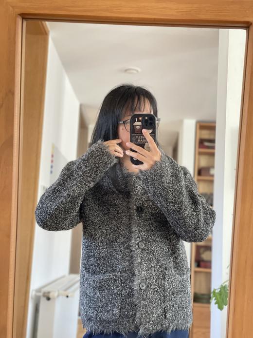 米马成衣 100绵羊毛 认真上班喝下午茶的厚实小外套 商品图3