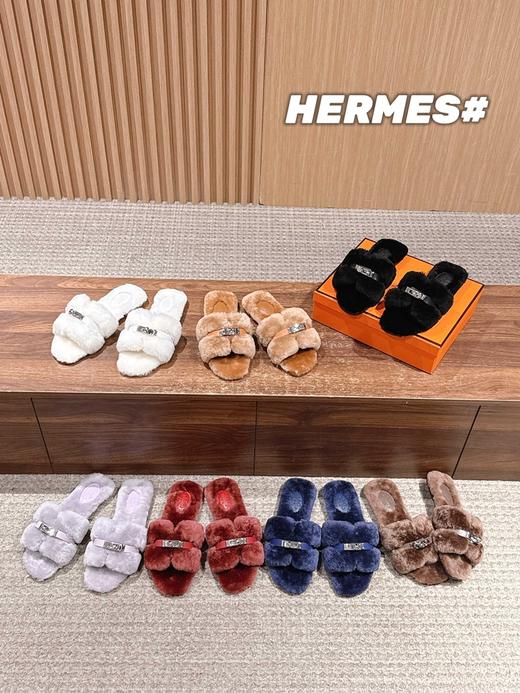 爱马仕 Giulia毛拖系列Kelly扣H毛拖(DBG) 商品图1