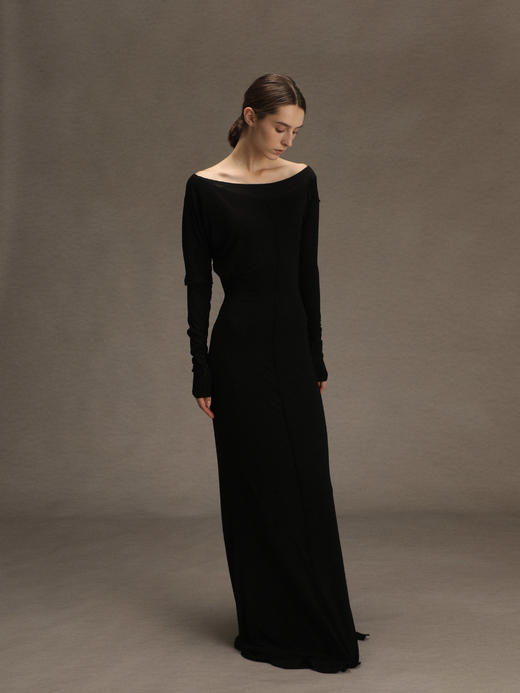 ranyepersonal｜PARADOX25DR01-2 不对称拼接针织黑色连衣裙 [ 黑 ] 商品图0