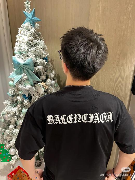 巴黎家纯色后背字母图案休闲T恤 商品图2