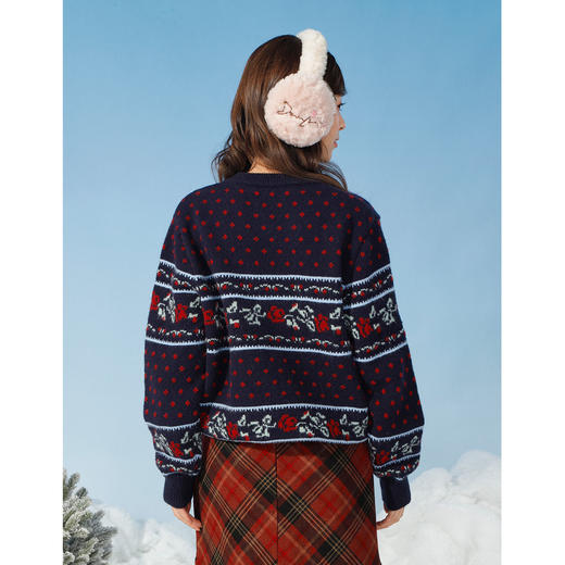 圆领宽松休闲复古钩花套头毛衣-纪念日百货门店同款167943078 商品图2