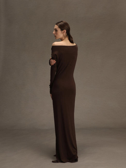 ranyepersonal｜PARADOX25DR01-1 不对称拼接针织棕色连衣裙 [ 棕 ] 商品图6