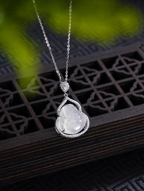 子佩集S925银【弥勒福禄】套链【XL021856】纯银时尚白玉髓佛项链2411