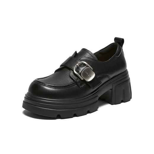 【百思图】BF楼百思图2026春季新款牛皮厚底粗跟乐福鞋小皮鞋女单鞋CS583AM6吊牌价799，现价369 商品图0