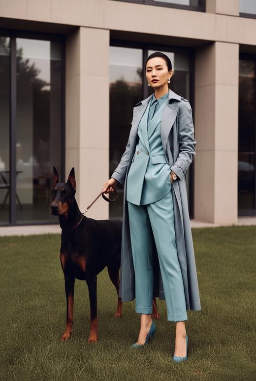 "天空之城”J203A4545A高档气质小西装长裤时尚正装工装西服职业套装女颈袖添香 商品图1