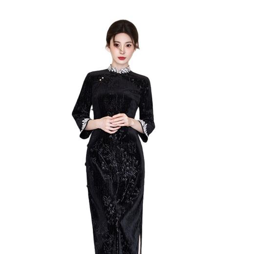 老上海时尚改良丝绒提花长款倒大袖旗袍GX211100 商品图4