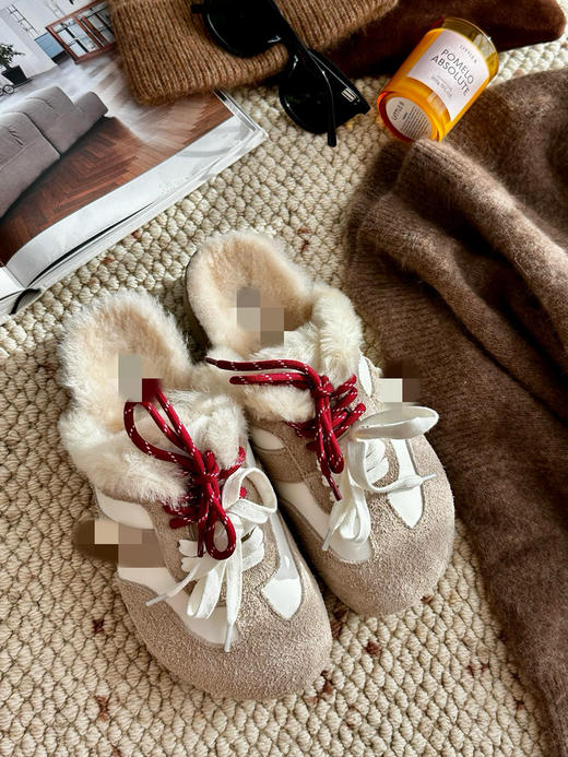 1030-6 澳洲限定 临时更高的GGU 红色系带 Miu系博肯拖鞋 皮毛一体厚底拖鞋 商品图1