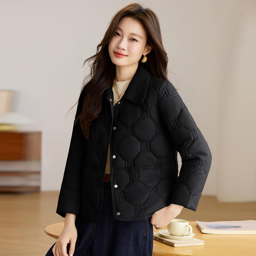 A6998 编织翻领棉衣外套女装2025冬季新款加厚保暖不臃肿小个子短款棉服 商品图2