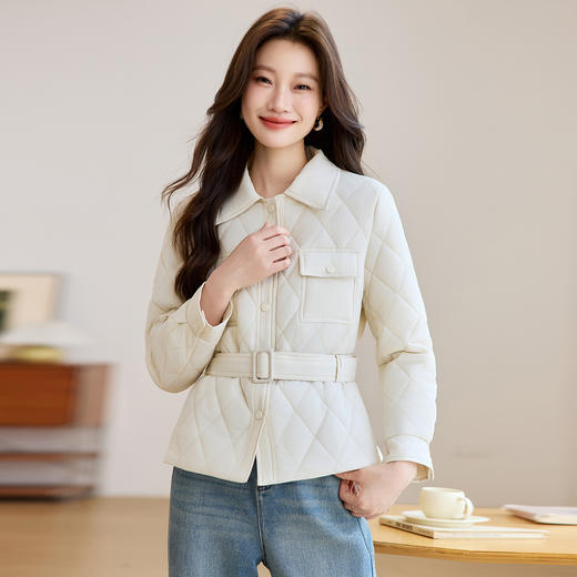 6996小香风菱格棉衣女秋冬2025新款轻薄夹棉短外套小个子收腰显瘦棉服 商品图0