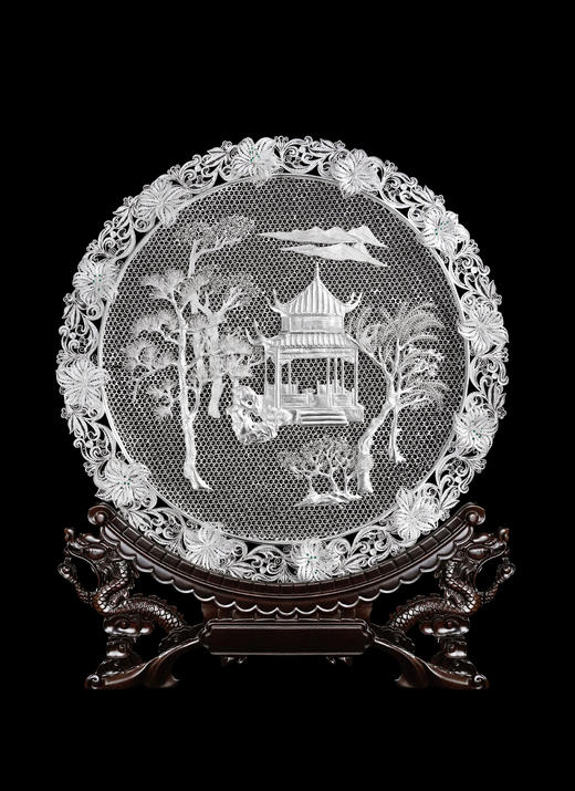 子佩集S999银纯手工制作【晚亭绮梦】花丝盘大师工坊原创设计【WTQMHSP】2409 商品图0