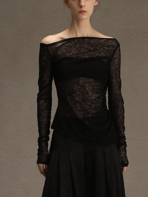 ranyepersonal｜PARADOX25RO02-2 不规则褶皱黑色打底衫 [ 黑 ] 商品图3