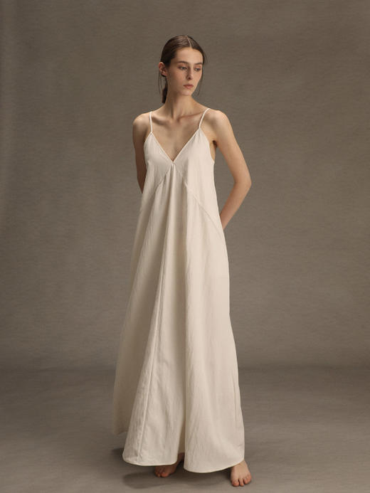 ranyepersonal｜PARADOX25DR06-1 斜纹天丝白色吊带连衣裙 [ 白 ] 商品图6