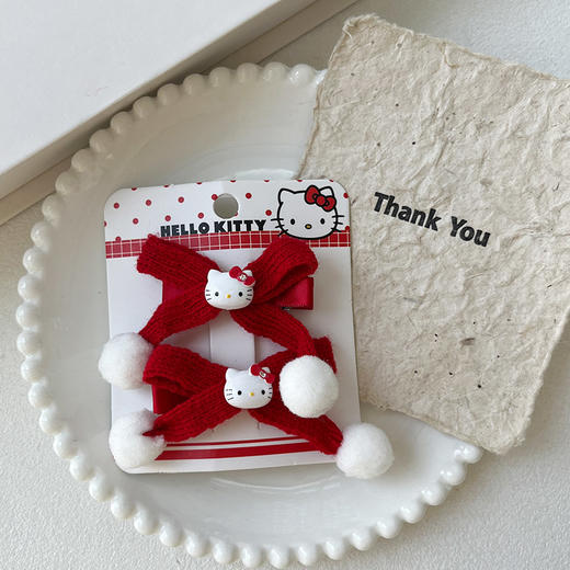 可爱少女KT蝴蝶结球碎发对夹-纪念日百货门店同款167749064 商品图0