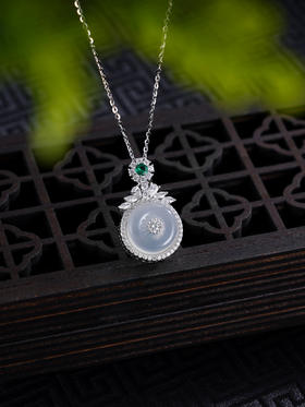 子佩集S925银【秀色氤氲】套链【XL022092】纯银时尚白玉髓项链2411