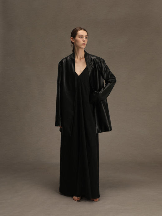 ranyepersonal｜PARADOX25LJ01 无领黑色真皮皮衣 [ 黑 ] 商品图3