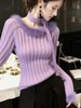 XMZ780毛绒绒紫色毛衣女2025秋冬新款韩系针织衫可外穿内搭独特漂亮上衣 商品缩略图0