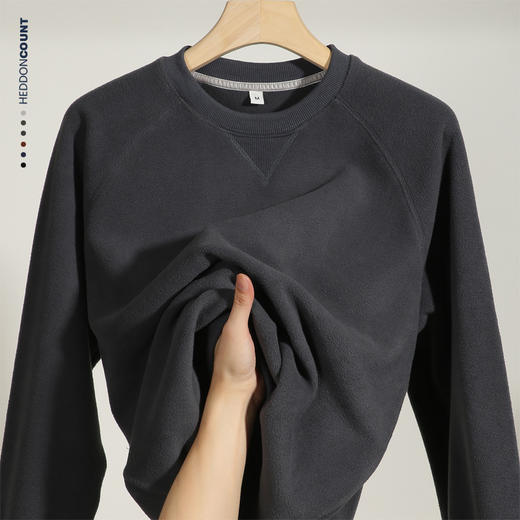 登爵男装厚实双面摇粒绒300g保暖复古卫衣宽松插肩袖加绒男士卫衣 商品图2