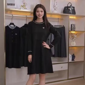 奢姿大码女装2025冬季时尚坑条设计针织连衣裙胖妹妹气质减龄长裙9854891052