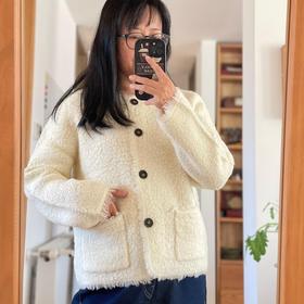 米马成衣 100绵羊毛 认真上班喝下午茶的厚实小外套