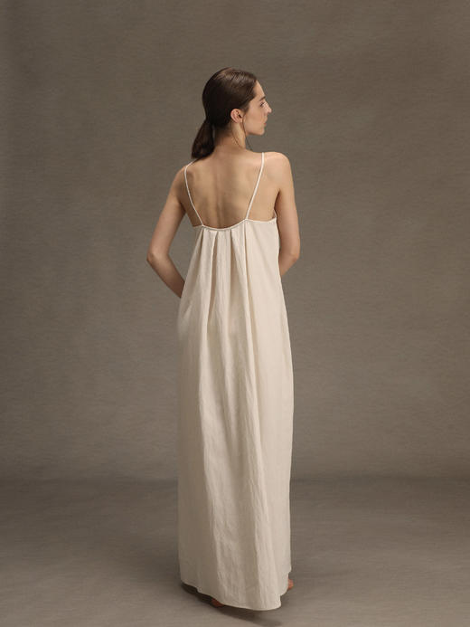 ranyepersonal｜PARADOX25DR06-1 斜纹天丝白色吊带连衣裙 [ 白 ] 商品图4