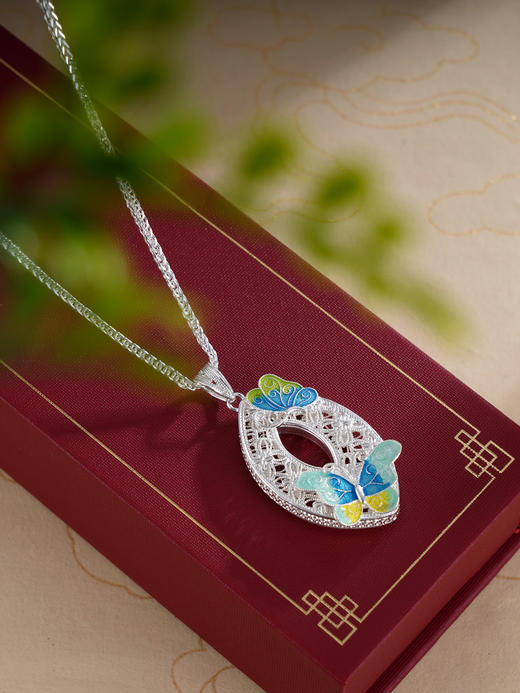 子佩集S990银【蓝蝶芳菲】吊坠【MXDZ029】纯银花丝珐琅彩(不含链)2412 商品图2