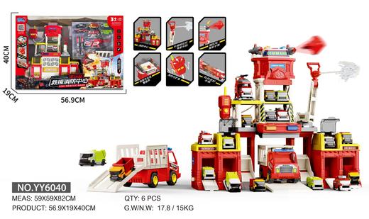 小演员声光音乐喷水儿童惯性消防车环卫处警察托运车玩具男孩礼物 商品图5