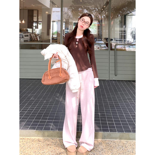 <曾小咸推荐> 现货秒杀！微信超特价！假两件棕色长袖t恤 日常129.99 立减70 秒杀59.99！ 商品图3