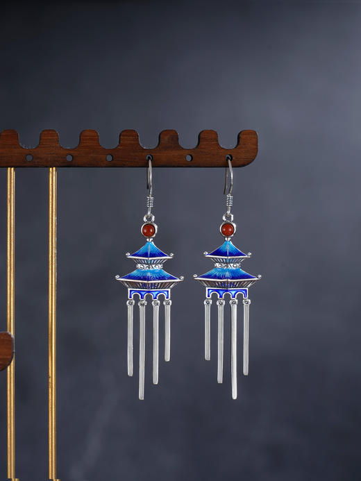 子佩集S925银【宫廷旧梦】耳环【ES00303】纯银宫殿宫灯珐琅彩2412 商品图0