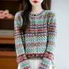 NJR---064-60休闲气质复古民族风正肩开衫外套女2025秋新款时尚提花针织毛衣 商品缩略图2