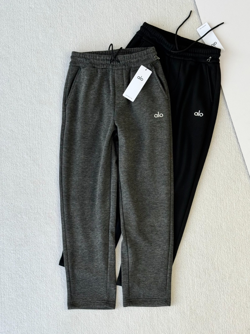 原单正品 ALO 极简高级纯色直筒卫裤，男女同款，颜色：黑色 灰色
尺码：s m l xl