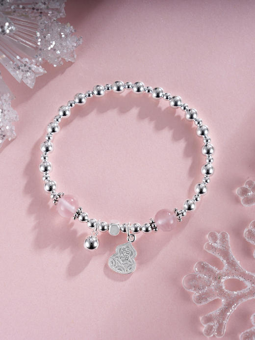 子佩集S925银【葫芦静雅】手串【TSB0001-38】纯银手链粉水晶葫芦2411 商品图0