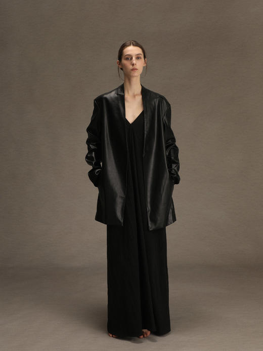 ranyepersonal｜PARADOX25LJ01 无领黑色真皮皮衣 [ 黑 ] 商品图2