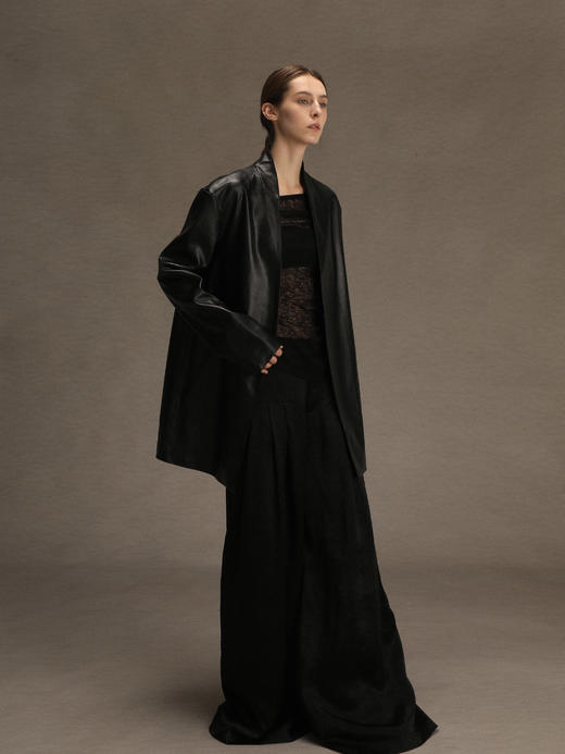 ranyepersonal｜PARADOX25LJ01 无领黑色真皮皮衣 [ 黑 ] 商品图5