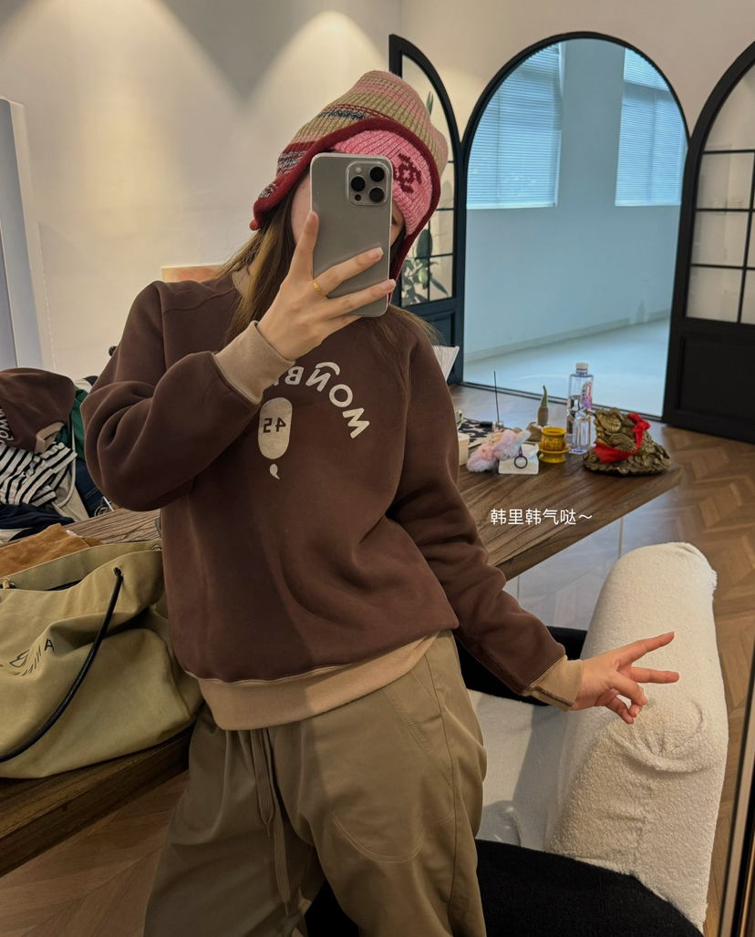 45r复古908系列圆领加绒卫衣