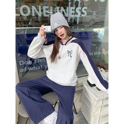 【169元任选2件】现货！撞色连帽加绒卫衣 商品图3