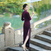 旗袍新款中国风丝绒长袖修身演出服2025优雅主持演出服宴会时尚裙 商品缩略图3