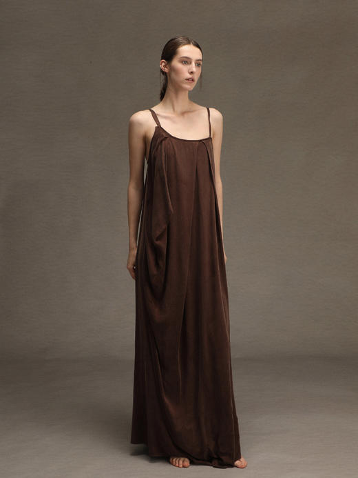 ranyepersonal｜PARADOX25DR03-2 不对称铜氨砂洗棕色吊带连衣裙 [ 棕 ] 商品图10