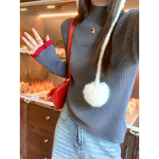 <曾小咸推荐>现货秒杀！微信超特价！半高领灰色长袖针织衫 日常109.99 立减40 秒杀69.99！ 商品图1