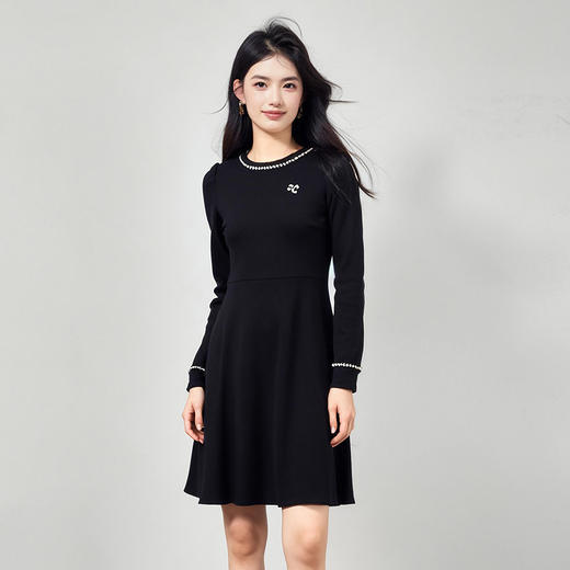 奢姿大码女装2025冬季时尚坑条设计针织连衣裙胖妹妹气质减龄长裙9854891052 商品图3