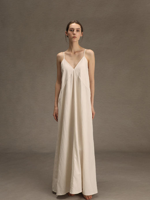 ranyepersonal｜PARADOX25DR06-1 斜纹天丝白色吊带连衣裙 [ 白 ] 商品图5