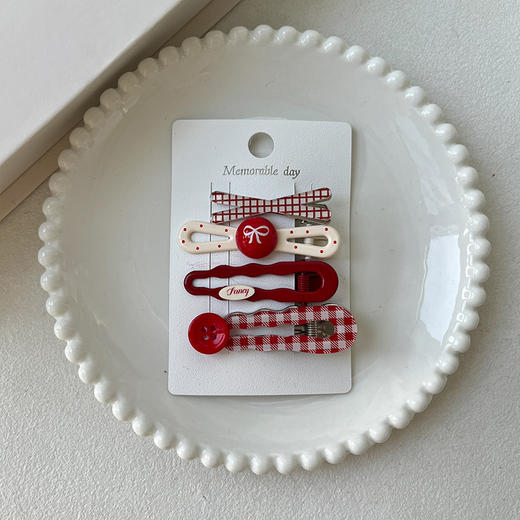 学院风少女洋红色系组合夹-纪念日百货门店同款167997800 商品图4