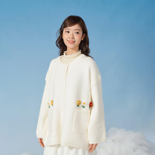 复古手工钩花口袋毛衣-纪念日百货门店同款167447912 商品图0