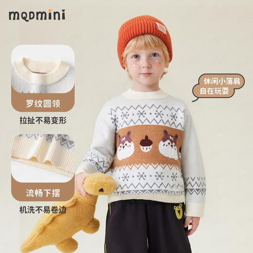 【90-140】【MQDmini】男女童针织毛衫儿童卡通撞色圆领毛衣 商品图6