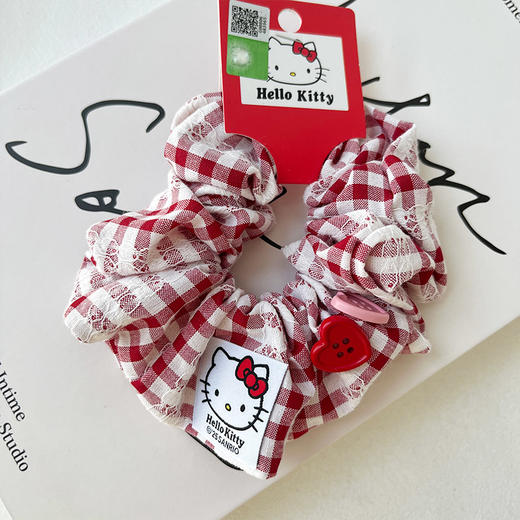 少女甜美风红格纹KT发圈-纪念日百货门店同款167749208 商品图3