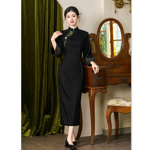 复合蕾丝复古改良新中式长款倒大袖旗袍GX66814 商品图3