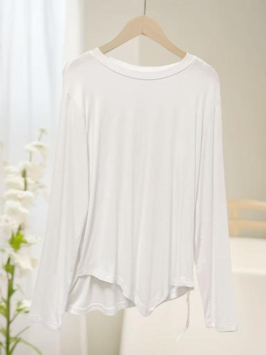 【超值特卖】薄款莫代尔超舒服不规则下摆长袖T恤打底衫-喜出 商品图2