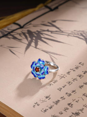 子佩集S925银【繁花妙影】戒指【JZ00248】纯银蓝花珐琅彩2412