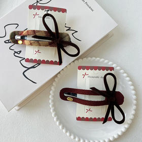 复古格纹蝴蝶结侧边夹头饰-纪念日百货门店同款167796805