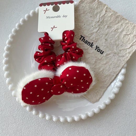 元气可爱绒绒红波点领结发圈-纪念日百货门店同款167795571 商品图3