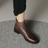 【预售5天】真皮法式复古擦色短靴女秋冬舒适软底中跟及踝靴圆头粗跟切尔西靴&D3109 商品缩略图1